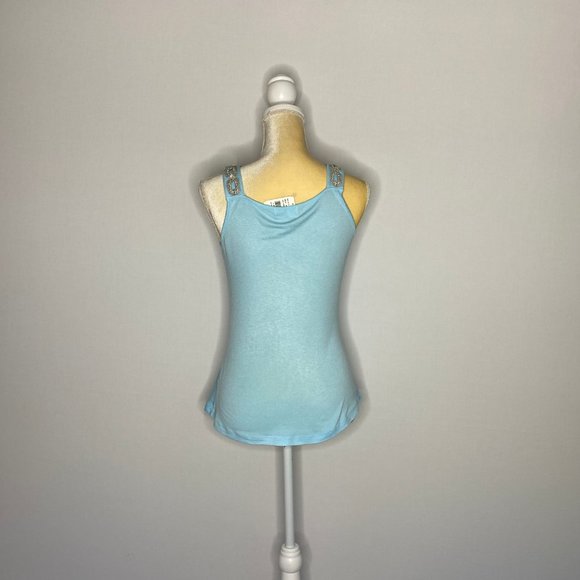 Rebecca Beeson Tank Top Soft-Blue Detailed Rayon M - Picture 6 of 8
